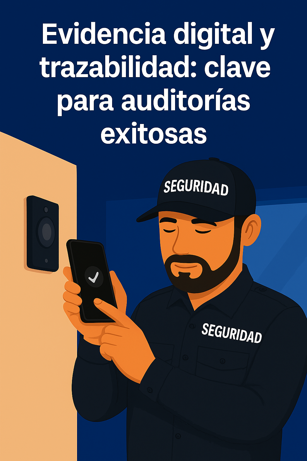 Supervisor de seguridad usando tablet para revisar rondines digitales en entorno industrial