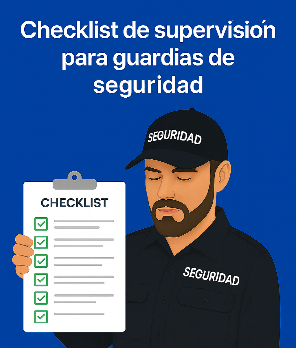 Ilustración digital de un checklist para supervisión de rondines de guardias de seguridad